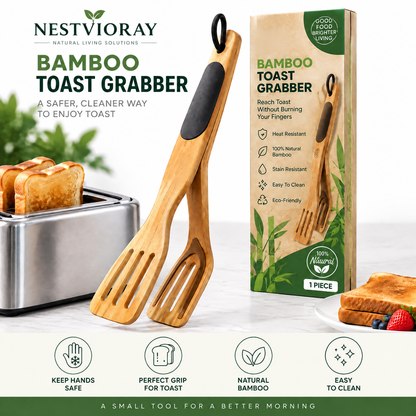 NESTVIORAY Wooden Toast Tongs and Slotted Turner