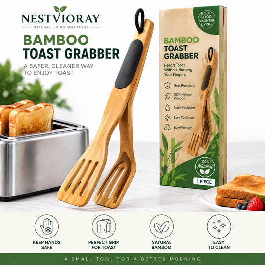 NESTVIORAY Wooden Toast Tongs and Slotted Turner