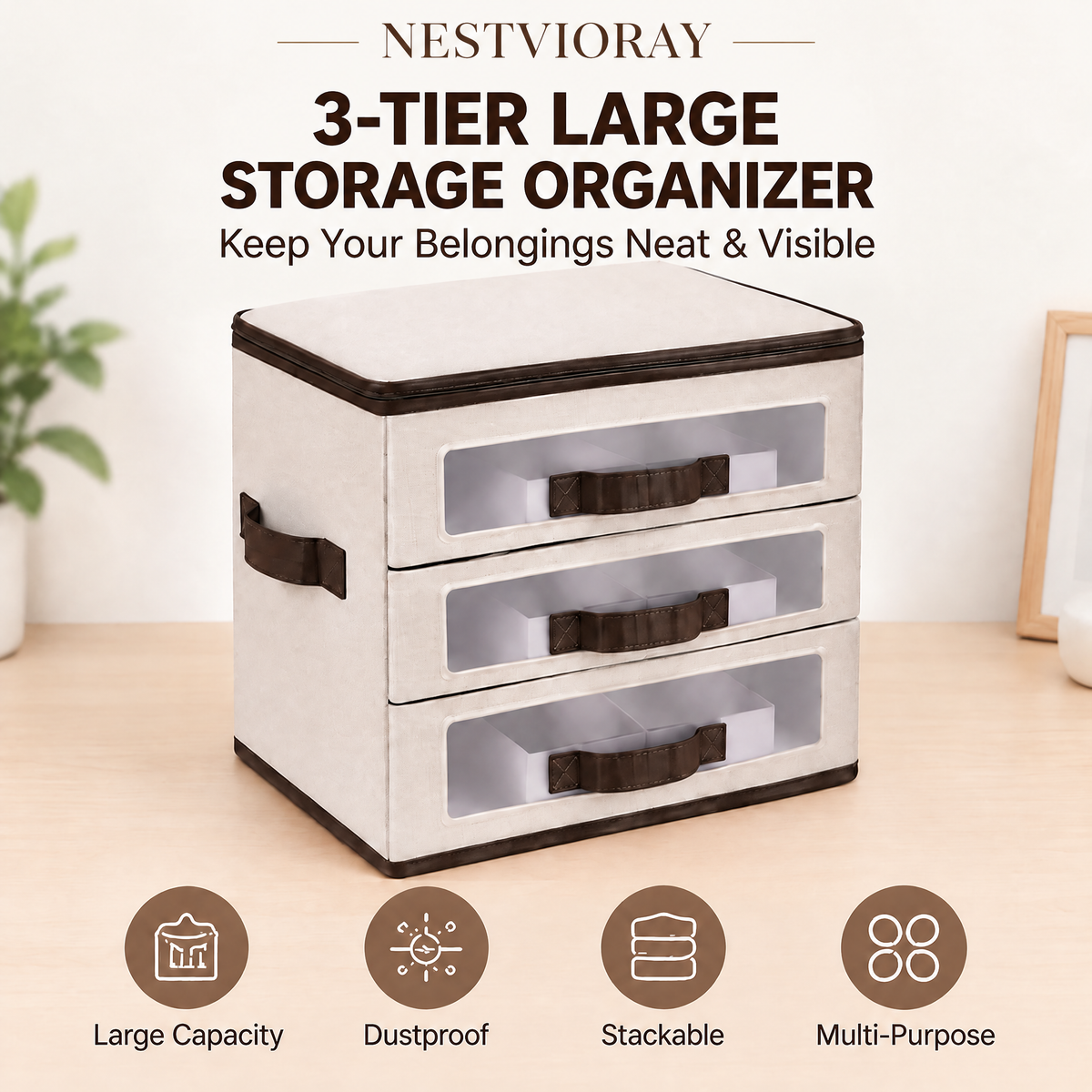 NESTVIORAY 3-Tier Large Storage Organizer