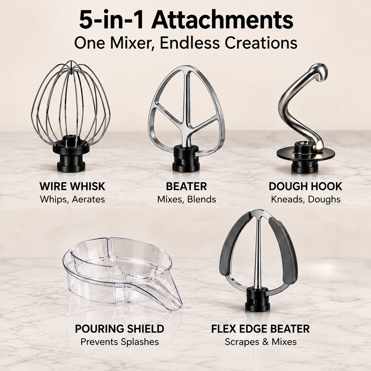 NESTVIORAY 5-in-1 Tilt-Head Stand Mixer