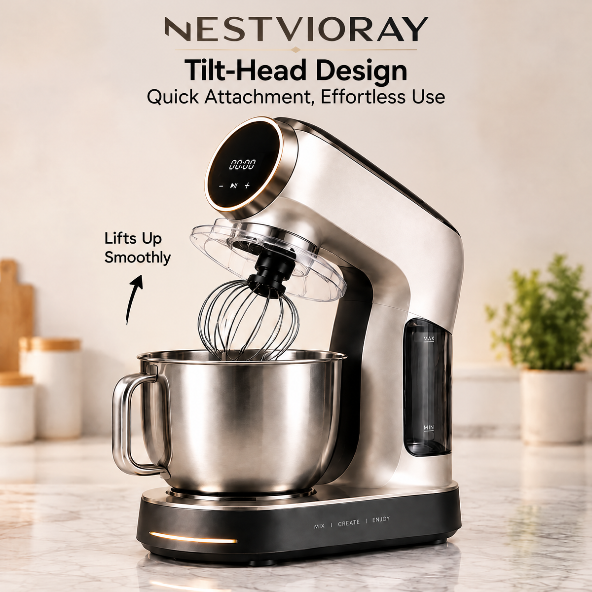 NESTVIORAY 5-in-1 Tilt-Head Stand Mixer